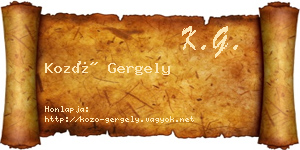 Kozó Gergely névjegykártya